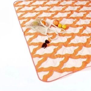 Society6 Orange and Pink Wave Pattern Blanket